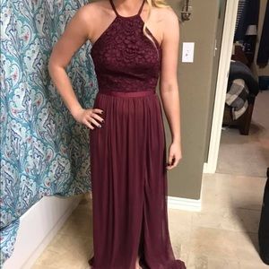 Burgundy Formal Lace Dress